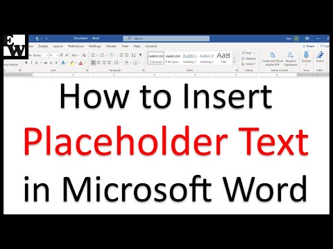 create placeholder text in word